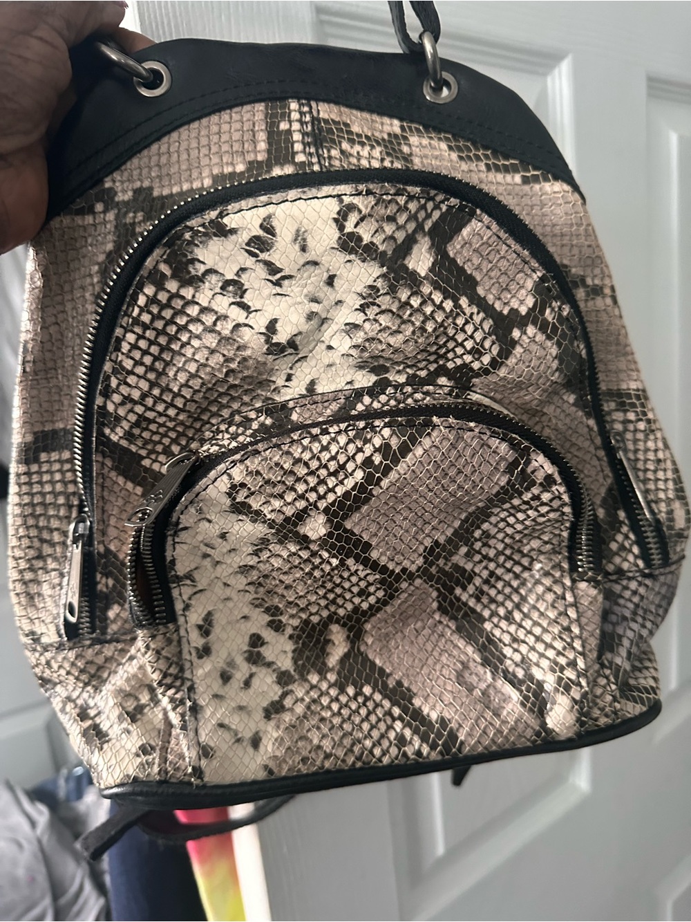 Patricia Nash; Snake-Print Mini Backpack - Metallic Taupe